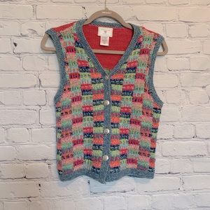 Vintage Susan Bristol “patchwork quilt” knit vest